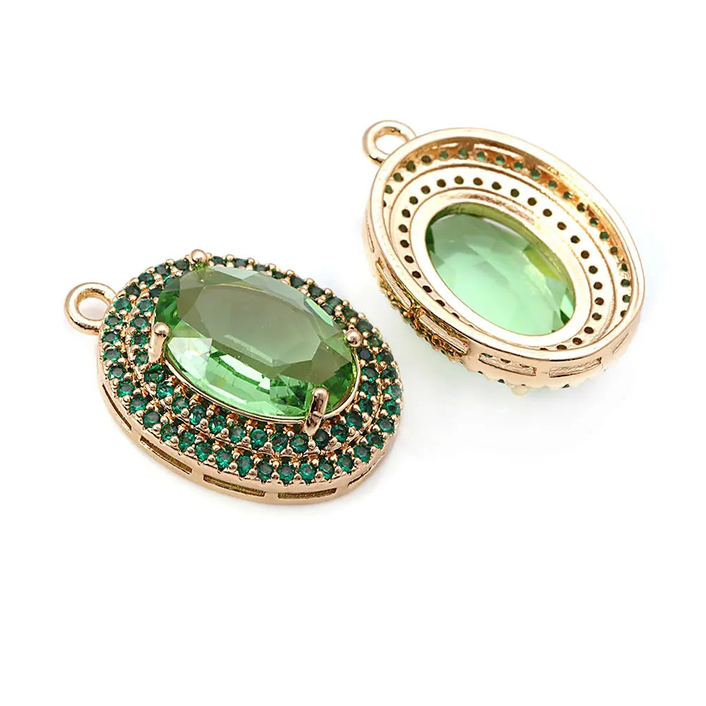 4PCS 18K Gold Color Brass Zircon Glass Oval Charms Pendants Necklace Earrings Diy Jewelry Accessories Rosediy official-website