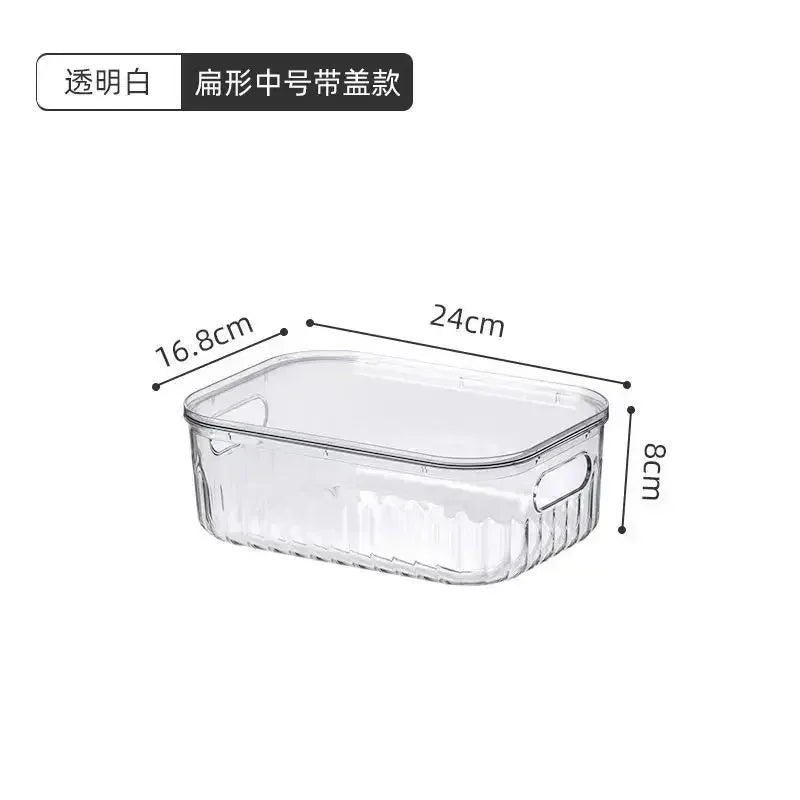 Light Luxury Desktop Cosmetic Plastic Drawer With Lid Wardrobe Sundries Toy Storage Box Transparent Storage Basket With Handle