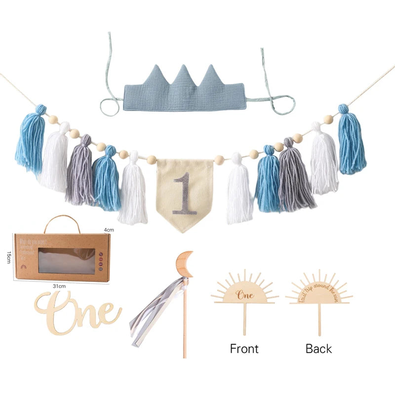 Happy Birthday Banner Handmade Tassel Pendant First Boys Girl Baby Shower Birthday Party Balloon Decoration Supplies Baby Gifts
