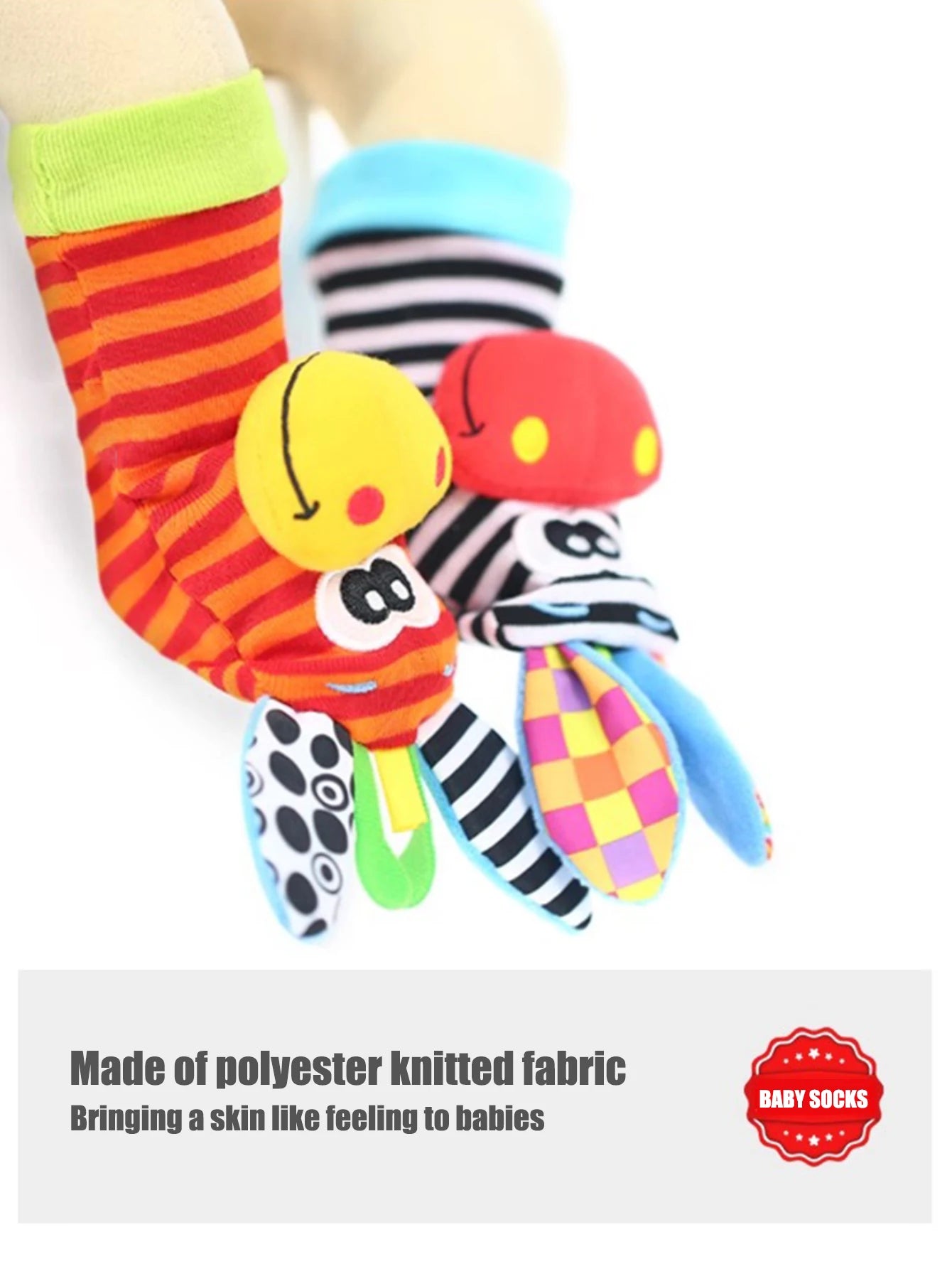 Baby Early Sensory Toys Cartoon Wrist Ring Socks Bed wrapping, bed hanging, soothing cloth toy, sleep soothing towel Baby Rattle