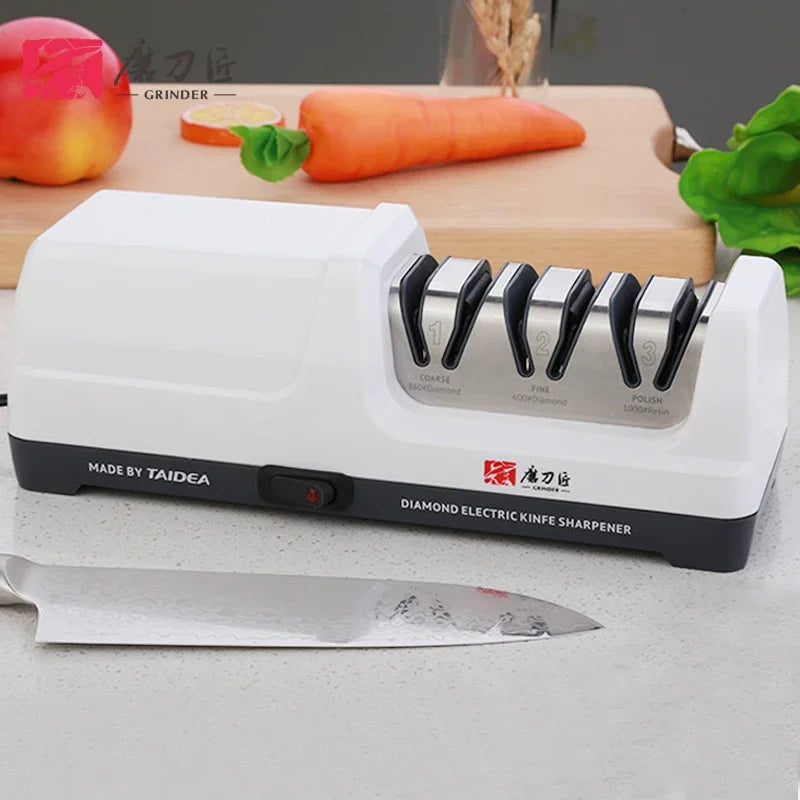 TAIDEA Top Level TG2101/TG2202 3 Stages 360 600 1000 Grit Electric Diamond Steel Sharpener Slot for Kitchen Ceramic Knife