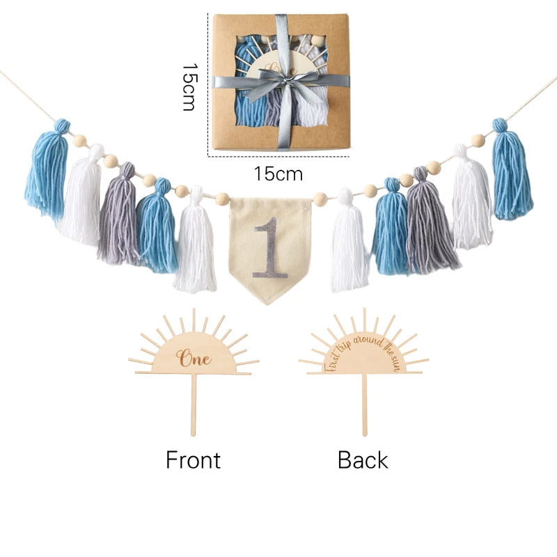 Happy Birthday Banner Handmade Tassel Pendant First Boys Girl Baby Shower Birthday Party Balloon Decoration Supplies Baby Gifts