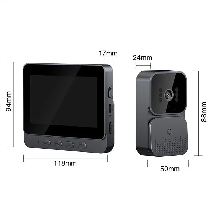 Wireless Video Intercom Doorbell HD Night Vision 4.3-inch lPS Screen Waterproof Visual Door Bell Camera Smart Home Security