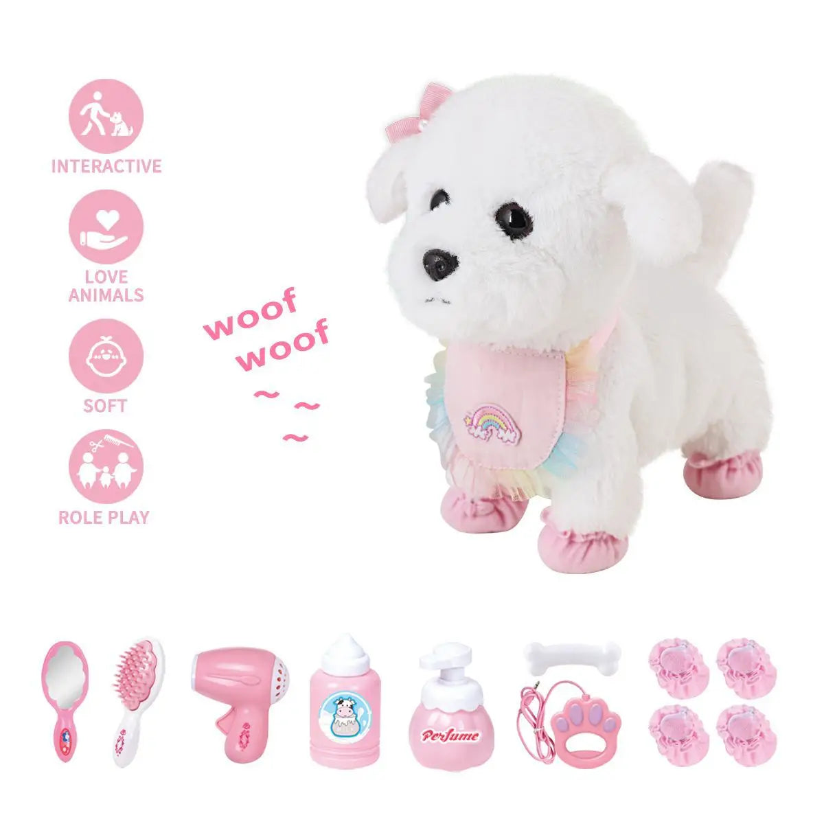Jouet interactif électronique en peluche pour enfant, qui secoue la queue, fait semblant de s'habiller, chien en peluche qui aboie et marche avec laisse