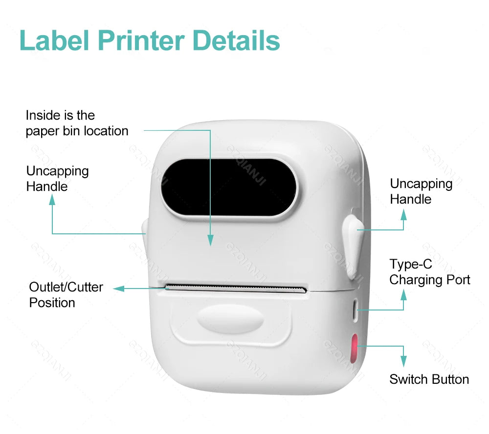 Marklife P50 Bluetooth Thermal Label Printer Barcode Sticker Paper Printer Self-adhesive Label Maker Labeling Portable Machine