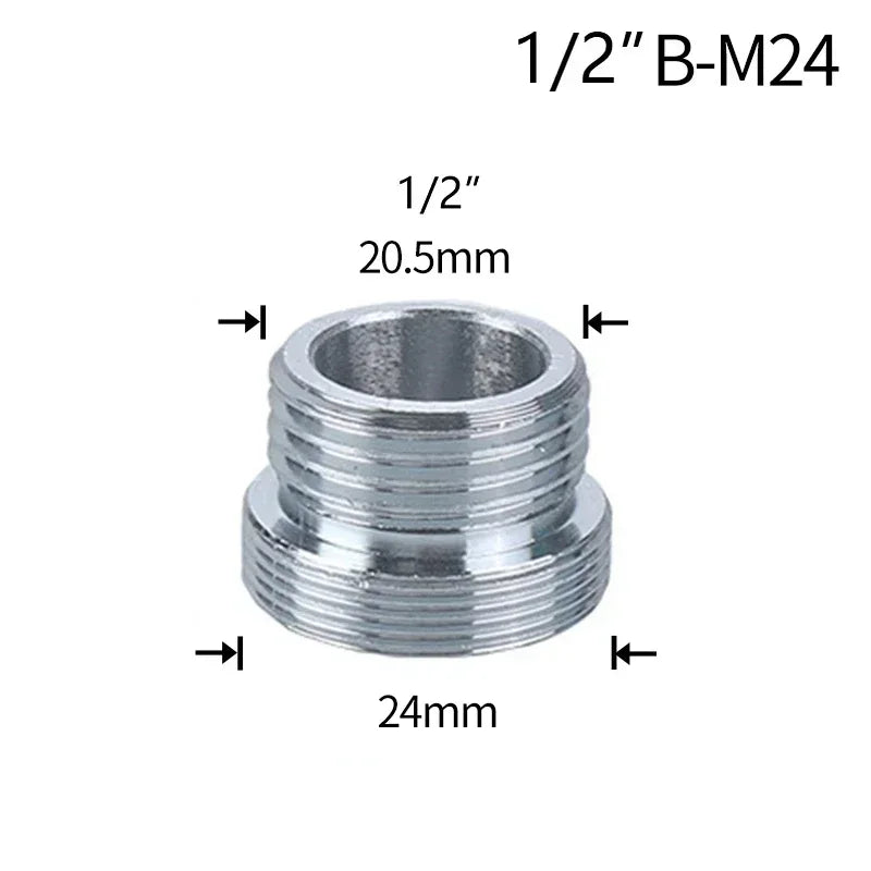Water Faucet Coupler 1/2 To M16 M18 M20 M22 M24 M28 M32 Thread Connector Conversion Tap Adapter Fitting Bubbler Kitchen Bathroom