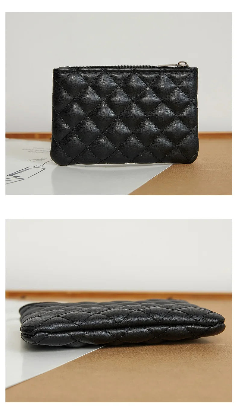 PU Soft Leather Diamond Grid Short Wallet Women Coin Purse Card Bag Zipper Coin Pouch Credit Card Holder ID Holder Mini Purse