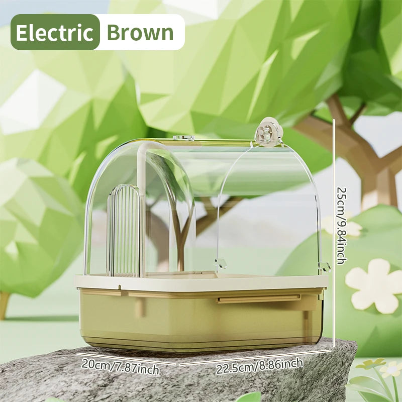 Bain d'oiseaux suspendu transparent, circulation d'eau automatique, douche de bain pour oiseaux, facile à nettoyer, conception peu encombrante, accessoire pour cage à oiseaux