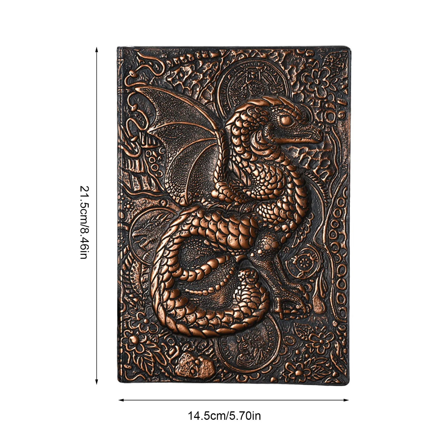 Carnet de notes A5 en relief avec motif dragon volant 3D, fait à la main, couverture en cuir, cadeau pour homme, voyage, pensées, notes, poésie
