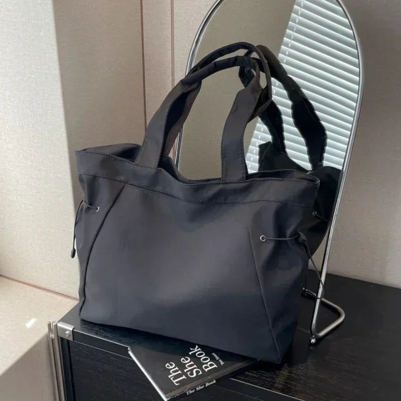 Sac fourre-tout décontracté de grande capacité, sac de voyage simple pour femme, grand sac à bandoulière, sacs à main esthétiques, sac fourre-tout à cordon