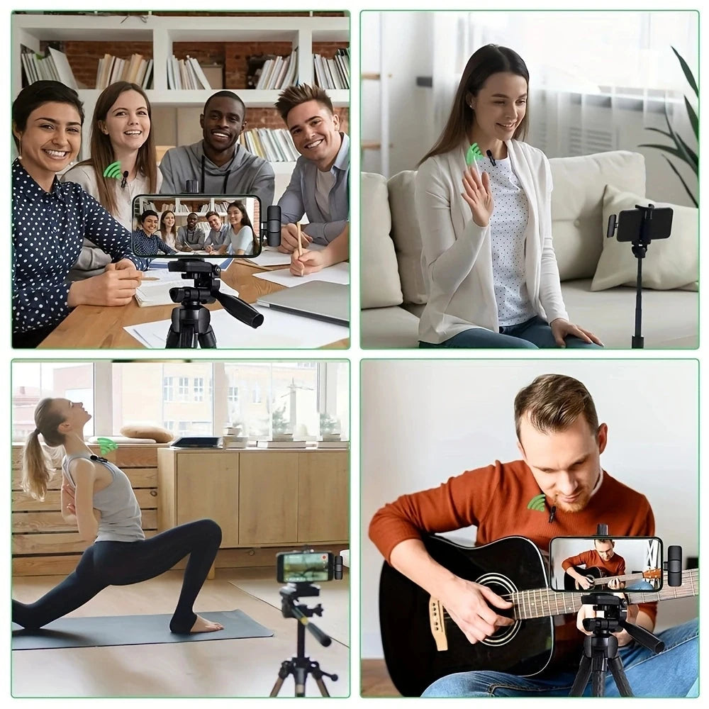Nouveau microphone cravate sans fil, mini micro d'enregistrement audio et vidéo pour iPhone, Android, ordinateur portable, jeux en direct, téléphone portable