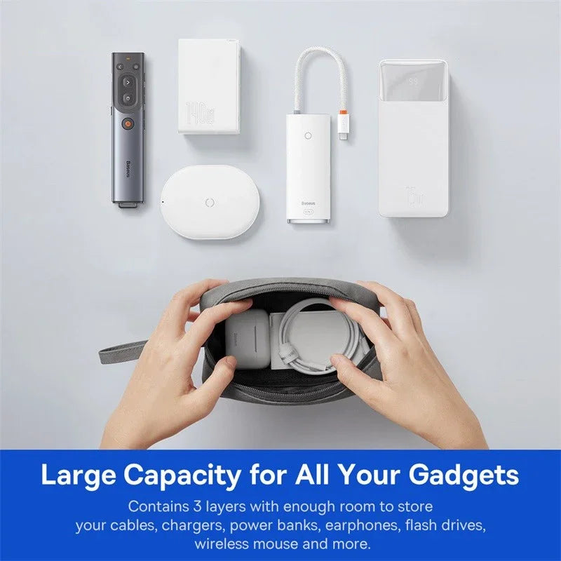 New 2025 Portable Bag Waterproof Grease Proof For iPhone 15 Pro Max Earphone Power Bank Cable Charger PC Digital Accessories Bag