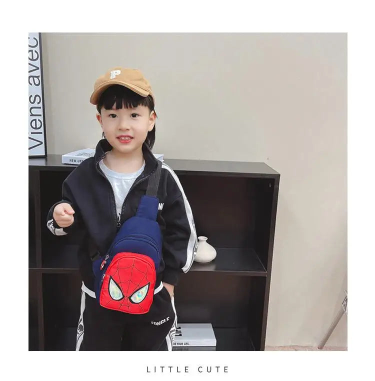 Sac bandoulière Marvel Spiderman pour enfants, sac de rangement réglable, sac à bandoulière Kawaii imprimé BD, sac de voyage léger, cadeau