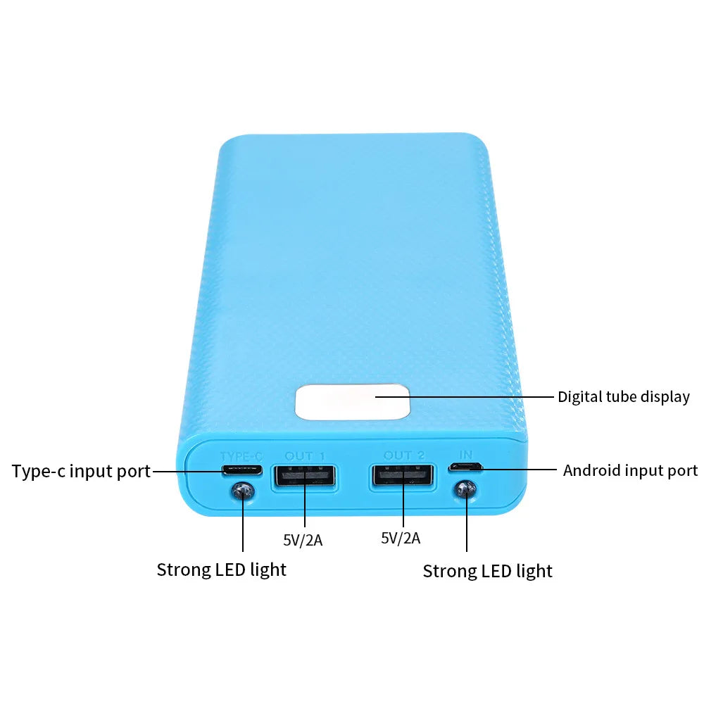 DIY 8*18650 Battery Power Bank Case Charge Storage Box 5V Dual USB Type C Battery Holder Box PD QC3.0 Fast Charge For SmartPhone