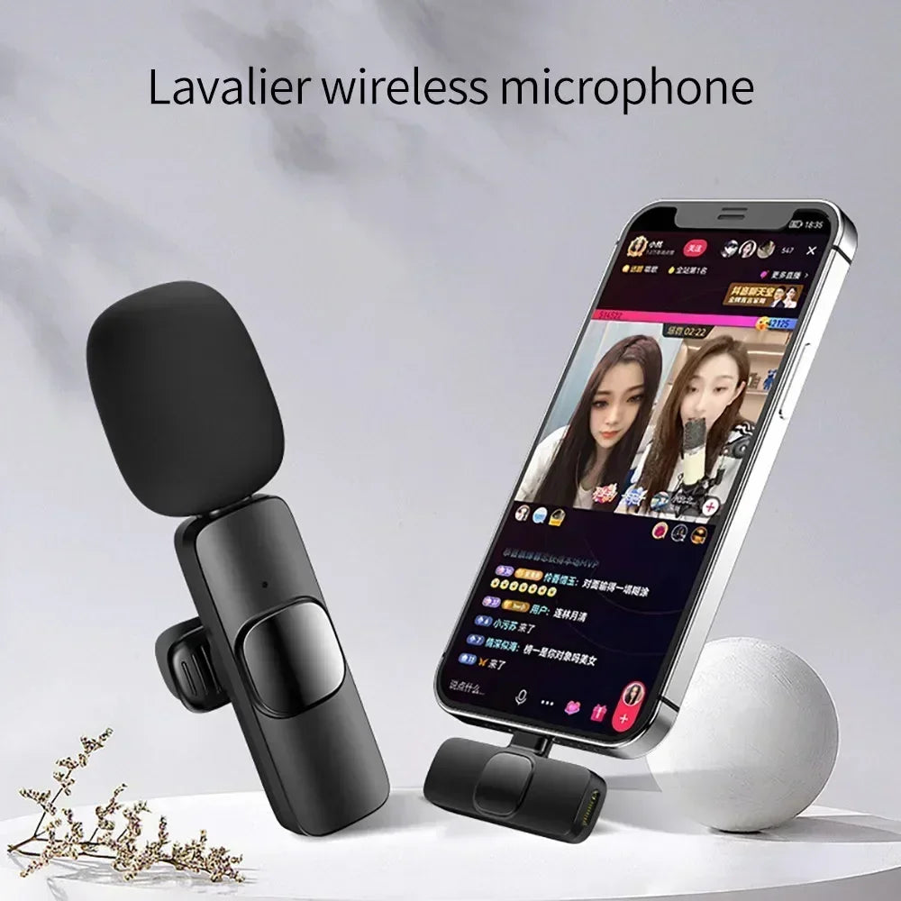 Portable Wireless Lavalier Microphone for Live Streaming/YouTube/TikTok/Facebook Live Noise Reduction Mic For iPhone/Android