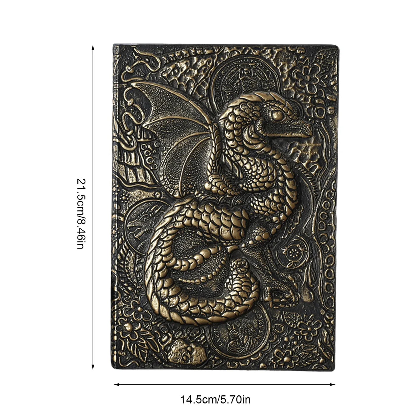Carnet de notes A5 en relief avec motif dragon volant 3D, fait à la main, couverture en cuir, cadeau pour homme, voyage, pensées, notes, poésie