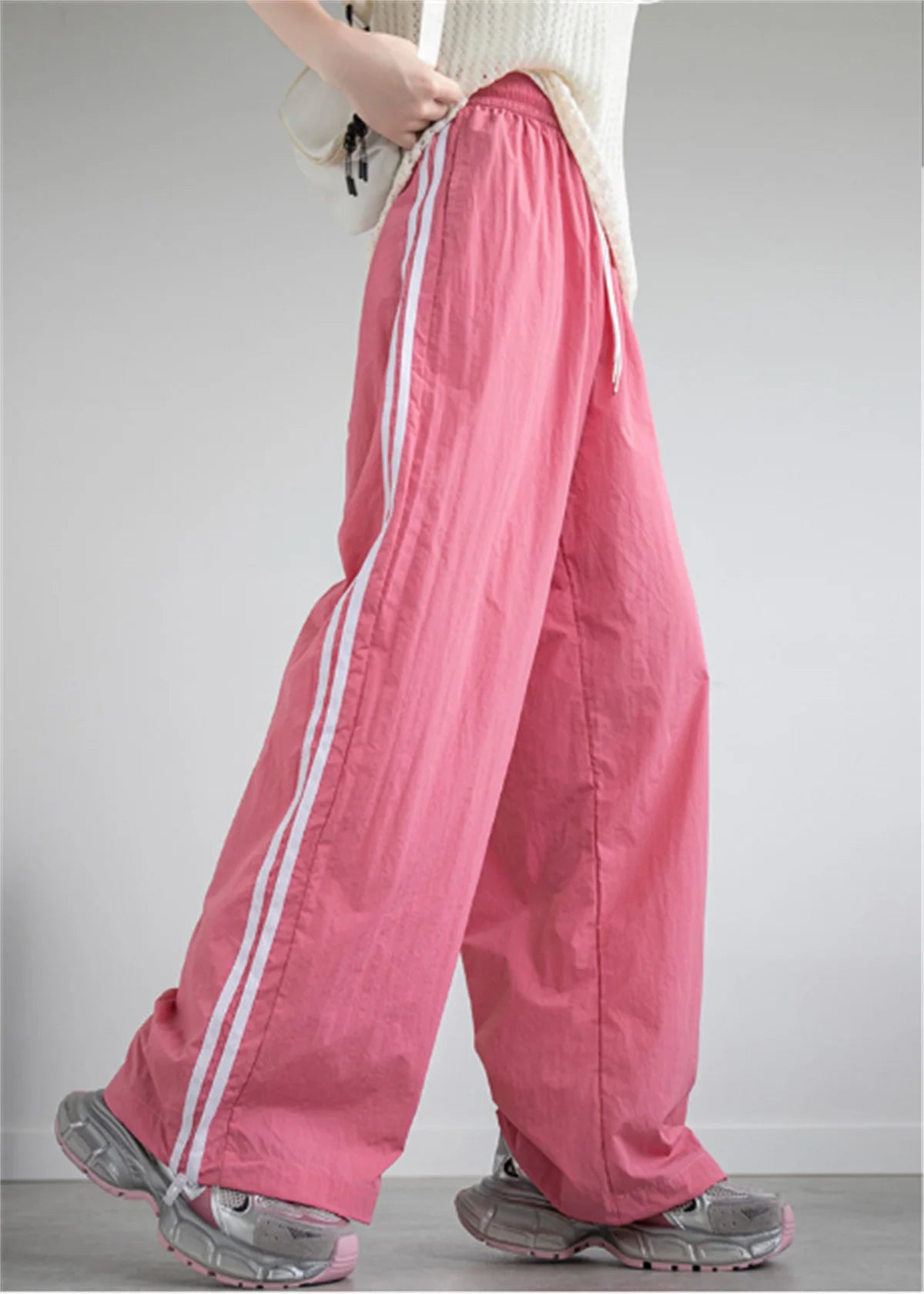 Pantalon ample taille haute pour femme, style streetwear, style hip-hop, décontracté, avec cordon de serrage, collection 2025