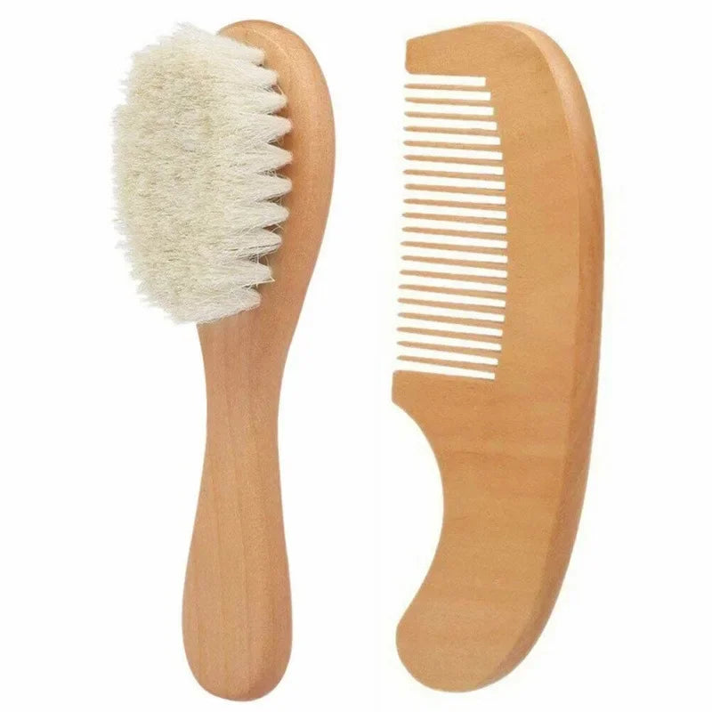 Brosse à cheveux en laine et bois pour nouveau-né, peigne pour bébé, masseur de tête portable, brosse de bain pour cheveux, nouveau