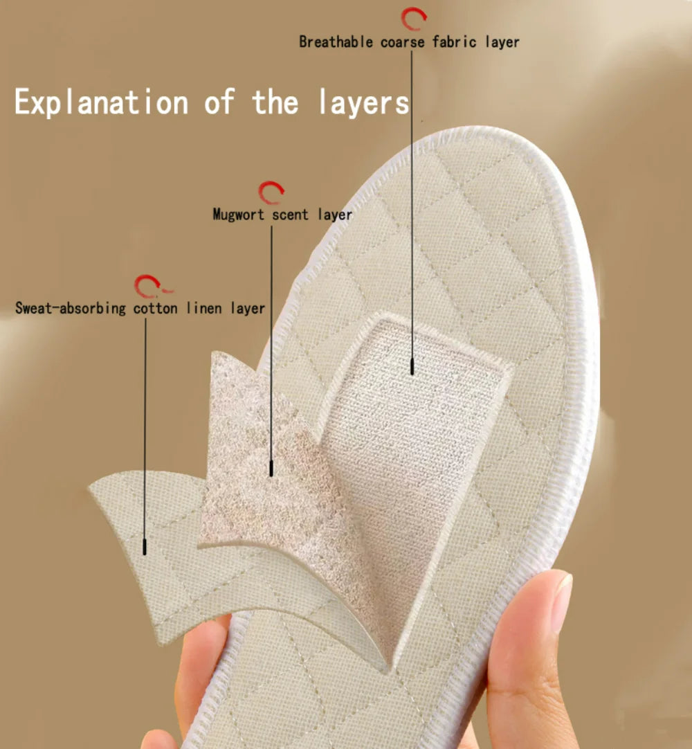 Semelles intérieures déodorantes en armoise pour hommes et femmes, coussinets de sport doux et respirants, absorbant la transpiration, coussinets de chaussures de course