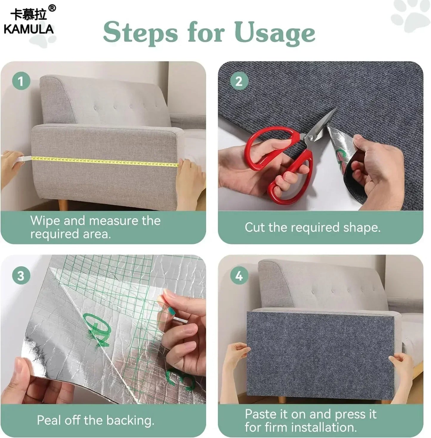 Tapis griffoir mural antidérapant et auto-adhésif pour chat, protection durable et découpable pour meubles d'intérieur