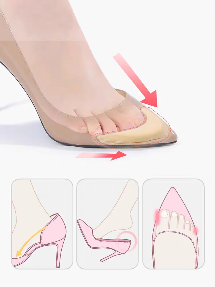 Coussinets d'insertion en éponge pour l'avant-pied, ajustement pour femmes, réduction de la taille des chaussures, soulagement de la douleur, semelles de remplissage pour talons hauts, coussin pour l'avant-pied et les orteils