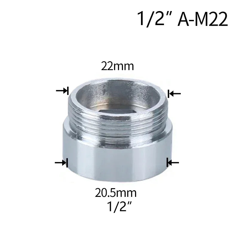 Water Faucet Coupler 1/2 To M16 M18 M20 M22 M24 M28 M32 Thread Connector Conversion Tap Adapter Fitting Bubbler Kitchen Bathroom