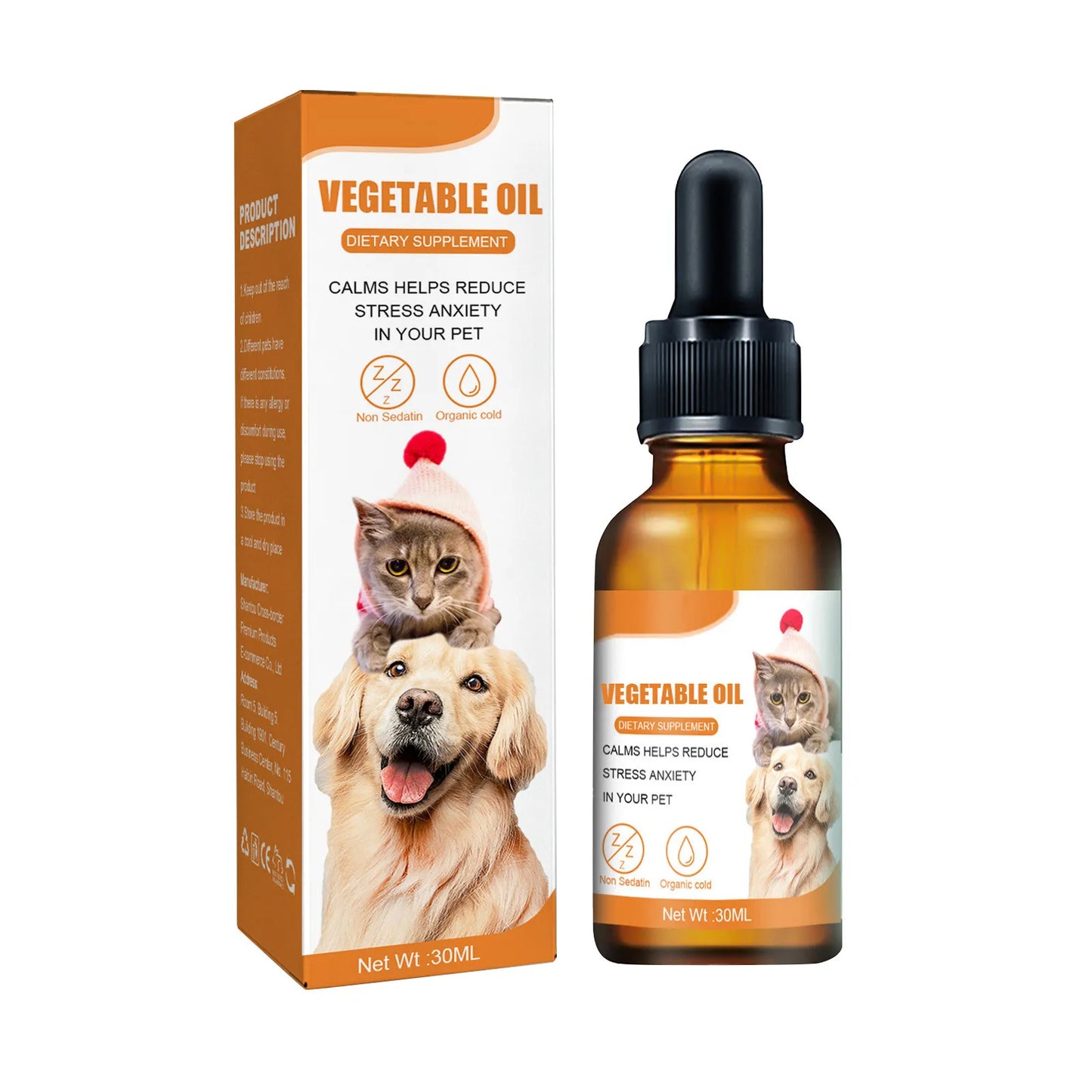 30ml Calming Oil For Dog Calming Drop Pet Stress Relief Blend Oil For Dogs Cats Anxiety-Free Experience Skin Health Pet Supplies