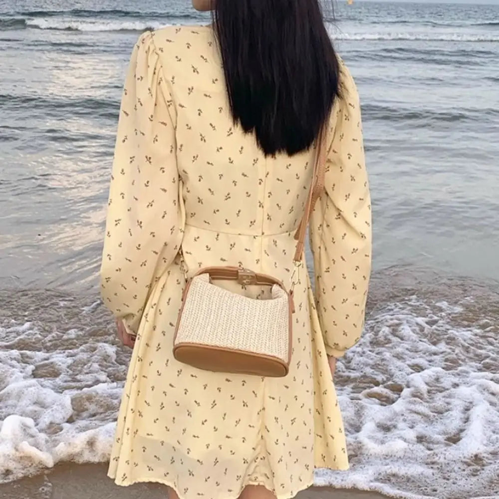 Straw Crossbody Bag For Women New Bohemian Small Knitting Summer Purse And Handbag Vacational Bucket Beach Bags