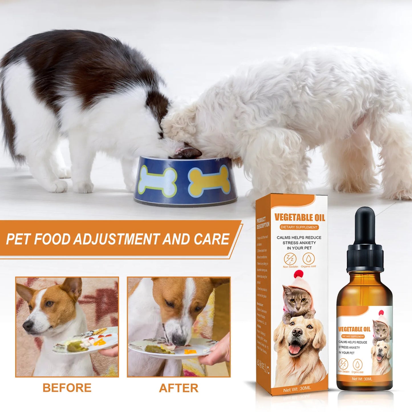 30ml Calming Oil For Dog Calming Drop Pet Stress Relief Blend Oil For Dogs Cats Anxiety-Free Experience Skin Health Pet Supplies