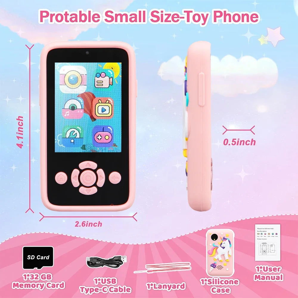 2025 Children Mp3 Phone Camera Toys Puzzle Games Music Player Tooddler Leaning Toys for Girls Boys Age 3-12 Best Birthday Gifts
