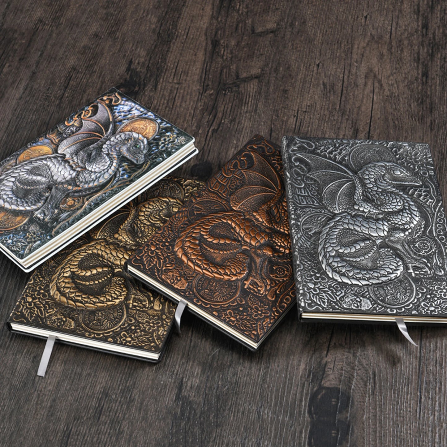 Carnet de notes A5 en relief avec motif dragon volant 3D, fait à la main, couverture en cuir, cadeau pour homme, voyage, pensées, notes, poésie