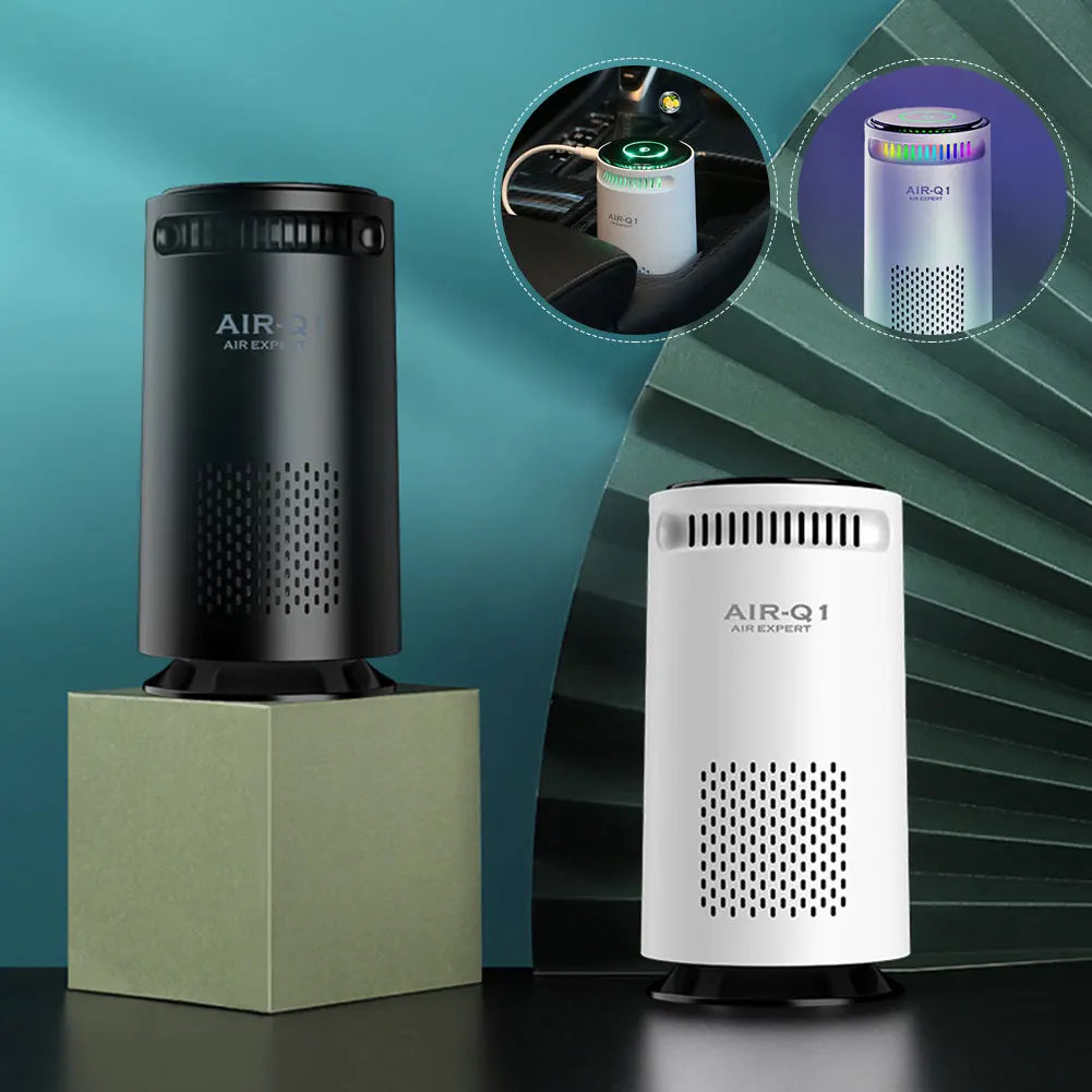Purificateur d'air portable pour maison, voiture, purificateur d'air à ions négatifs pour la fumée, le pollen, désodorisant silencieux USB pour chambre, bureau, salon