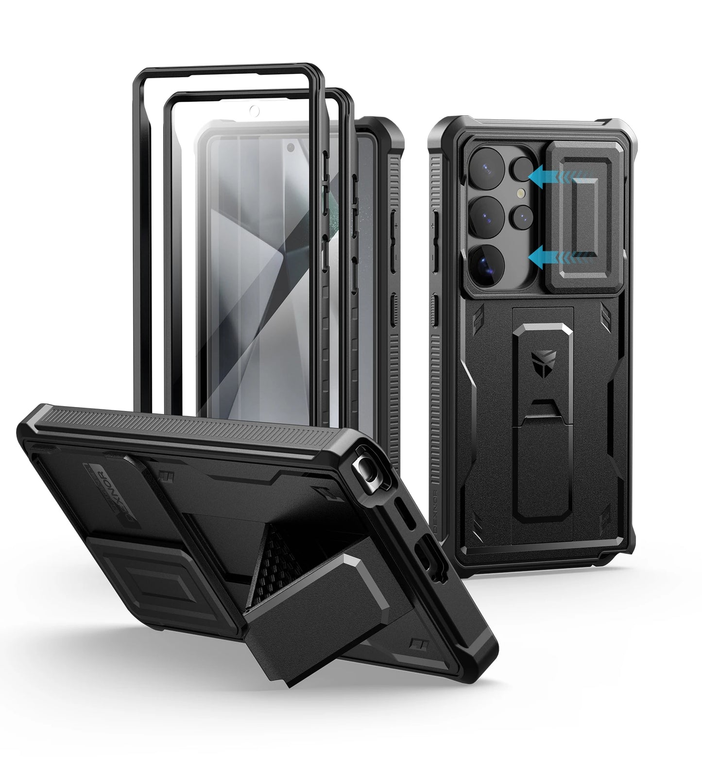 Dexnor For Samsung Galaxy S25 Ultra 2025 Case Full Body Rugged Case with Camera Cover & Built-in Screen Protector Kickstand Case