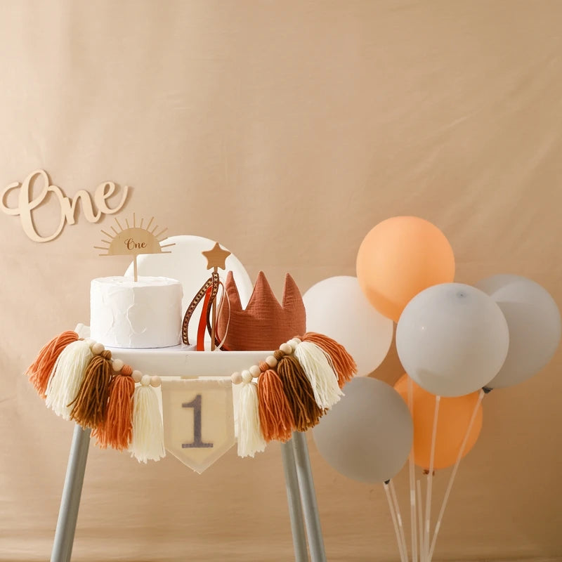 Happy Birthday Banner Handmade Tassel Pendant First Boys Girl Baby Shower Birthday Party Balloon Decoration Supplies Baby Gifts