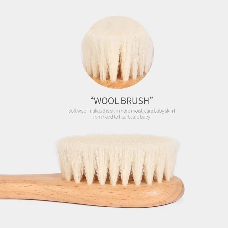 Brosse à cheveux en laine et bois pour nouveau-né, peigne pour bébé, masseur de tête portable, brosse de bain pour cheveux, nouveau