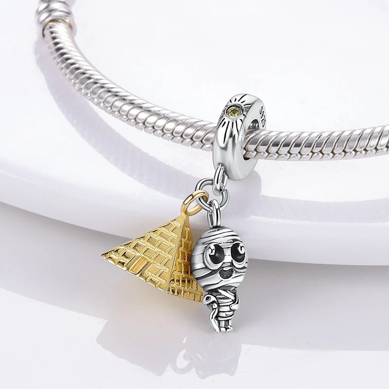 925 Sterling Silver Spots Series Charm Eiffel Tower Egypt Charms Pendant Fit MULA Original Sliver Bracelets DIY Jewelry Gifts