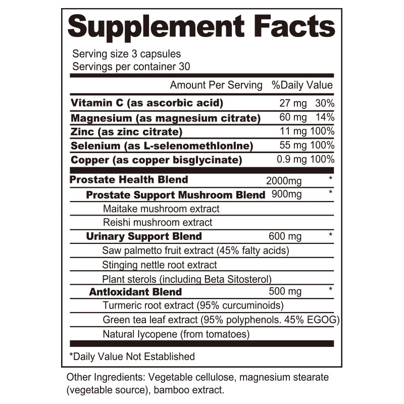BSYS Prostate Health Capsules Urinary & Bladder Wellness Support Anti-Inflammatory Balance Antioxidant Protection Immune Health Aid Men's Prostate Care Formula