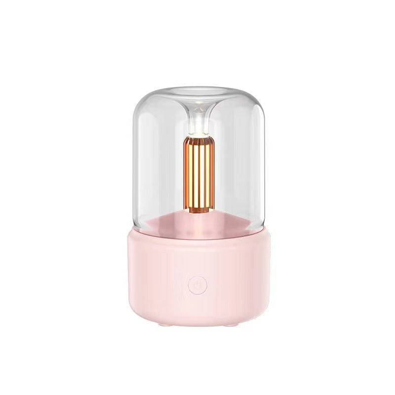 Humidificateur d'ambiance à lumière LED, diffuseur d'arômes aux chandelles, portable, 120 ml, humidificateur d'air électrique USB, brumisateur à brume fraîche, 8 à 12 heures d'autonomie, veilleuse LED