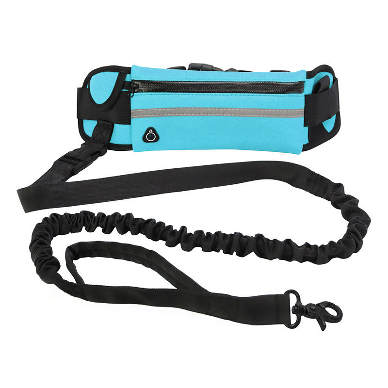 Laisse mains libres pour chien, ceinture de promenade et de dressage pour animaux de compagnie avec élastique absorbant les chocs, laisse pour grands chiens jusqu'à 82 kg, poche pour téléphone et porte-bouteille d'eau