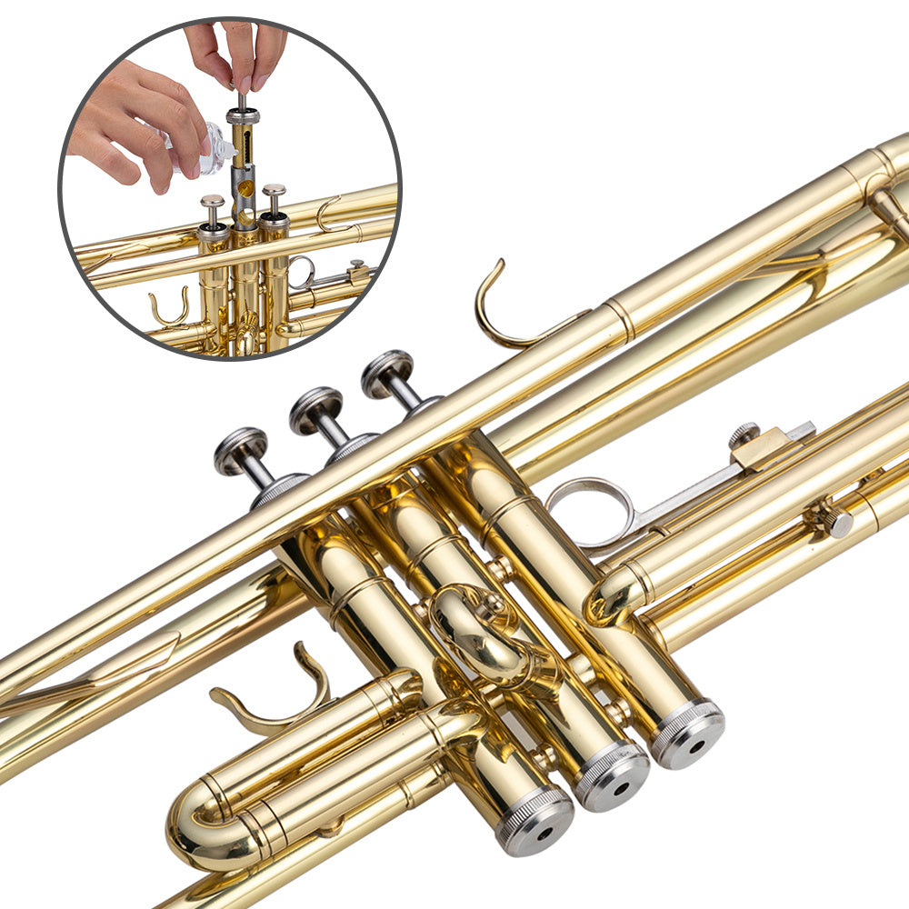 Trompette en laiton si bémol, avec embouchure 7C, adaptée aux étudiants de niveau standard ou débutants. Vente interdite sur Amazon.