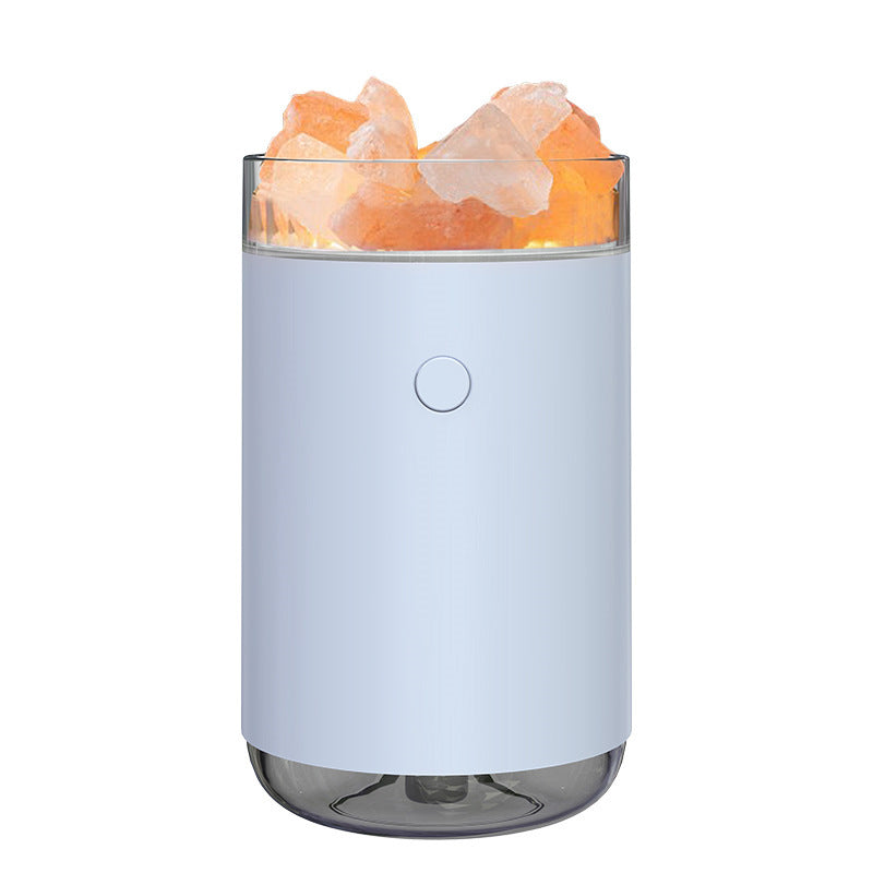 Humidificateur d'air en pierre de sel cristalline, diffuseur d'huiles essentielles d'aromathérapie de bureau à ultrasons avec lampe LED, humidificateur de chambre à coucher pour la maison
