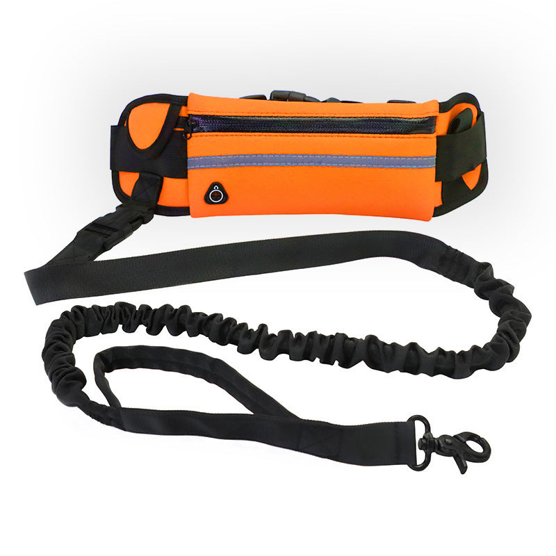 Laisse mains libres pour chien, ceinture de promenade et de dressage pour animaux de compagnie avec élastique absorbant les chocs, laisse pour grands chiens jusqu'à 82 kg, poche pour téléphone et porte-bouteille d'eau