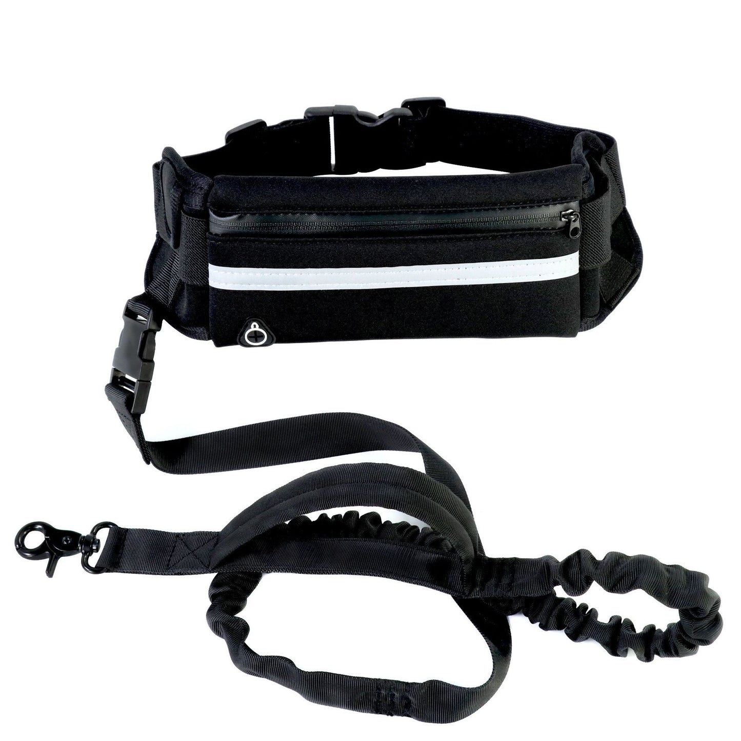 Laisse mains libres pour chien, ceinture de promenade et de dressage pour animaux de compagnie avec élastique absorbant les chocs, laisse pour grands chiens jusqu'à 82 kg, poche pour téléphone et porte-bouteille d'eau
