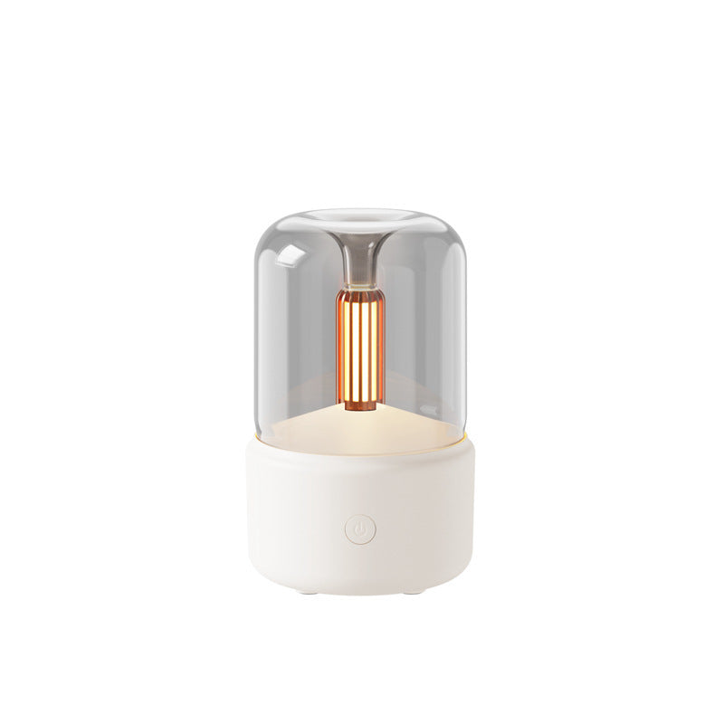 Humidificateur d'ambiance à lumière LED, diffuseur d'arômes aux chandelles, portable, 120 ml, humidificateur d'air électrique USB, brumisateur à brume fraîche, 8 à 12 heures d'autonomie, veilleuse LED