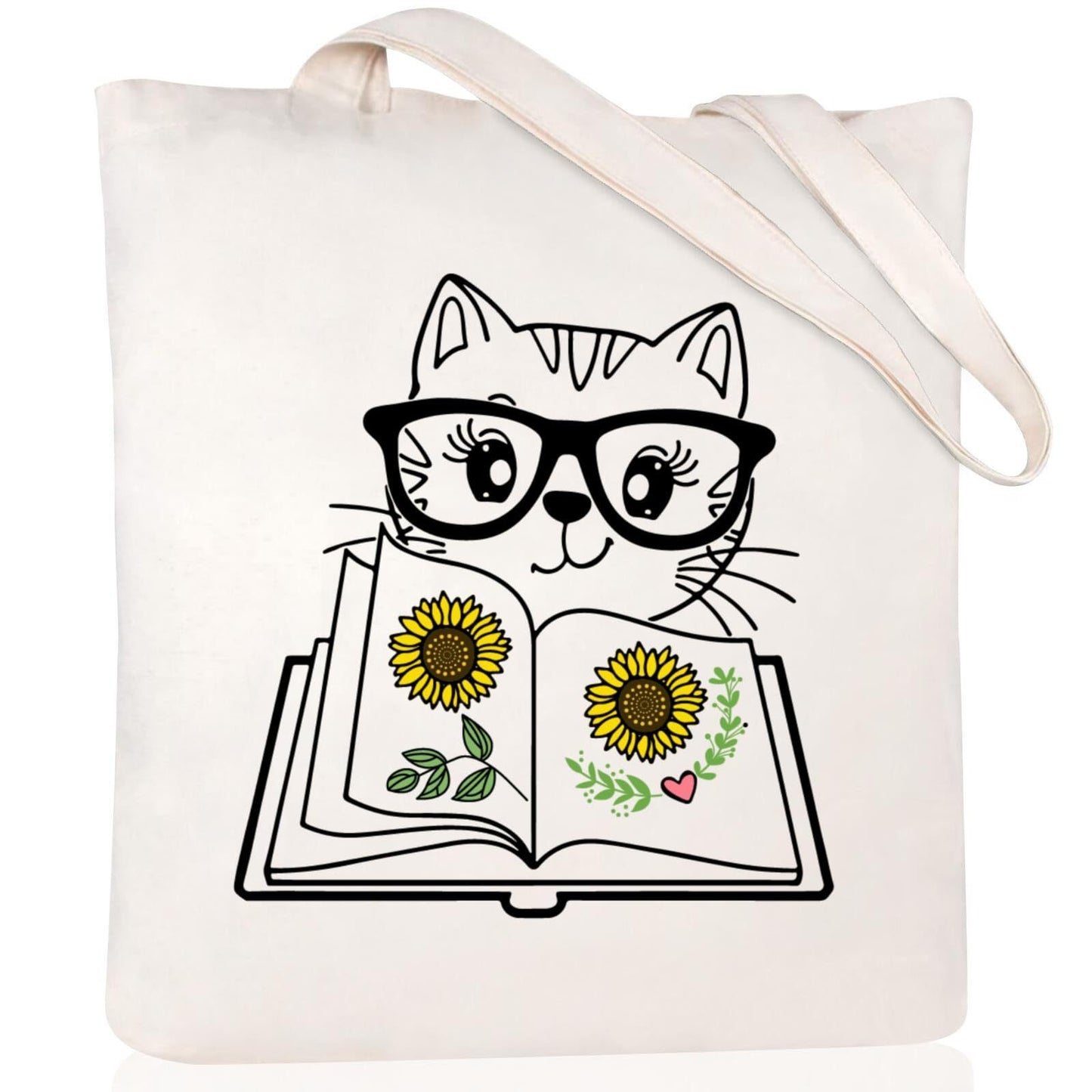 Cartoon Cat Printed Canvas Shoulder Bag Folding Hand Bag