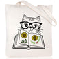 Cartoon Cat Printed Canvas Shoulder Bag Folding Hand Bag