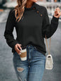 Solid Color Diamond-patterned Turtleneck Sweatshirt