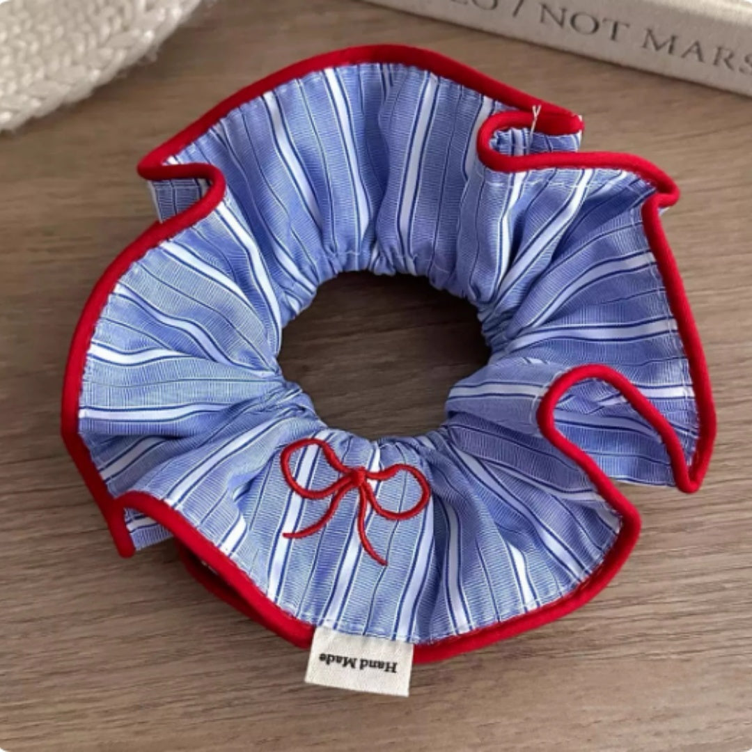 Blue Striped Large Intestine Hairband Ball Head Fabric
