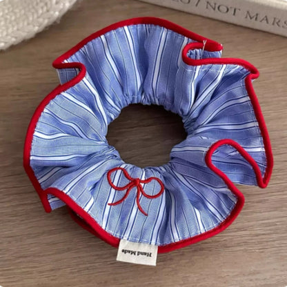 Blue Striped Large Intestine Hairband Ball Head Fabric