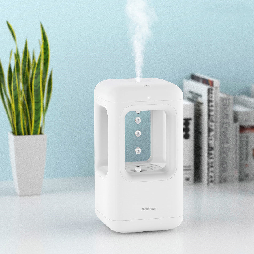 Nouvel humidificateur d'air pour maison, chambre à coucher silencieuse, humidificateur anti-gravité à gouttes d'eau, lumière d'ambiance